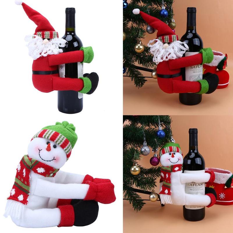 Christmas Large Wine Bottle Decor Bottle Cloth Dolls Pieces Xmas Supplies D4 - ebowsos