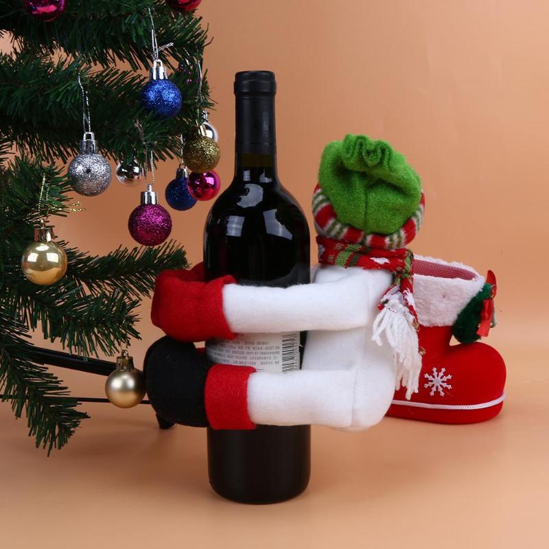 Christmas Large Wine Bottle Decor Bottle Cloth Dolls Pieces Xmas Supplies D4 - ebowsos