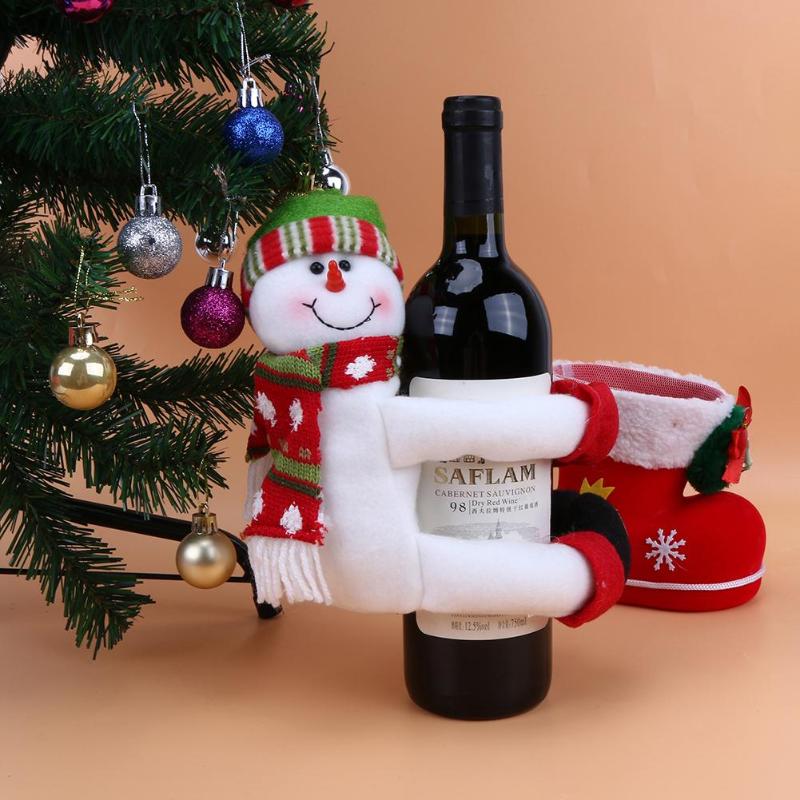 Christmas Large Wine Bottle Decor Bottle Cloth Dolls Pieces Xmas Supplies D4 - ebowsos