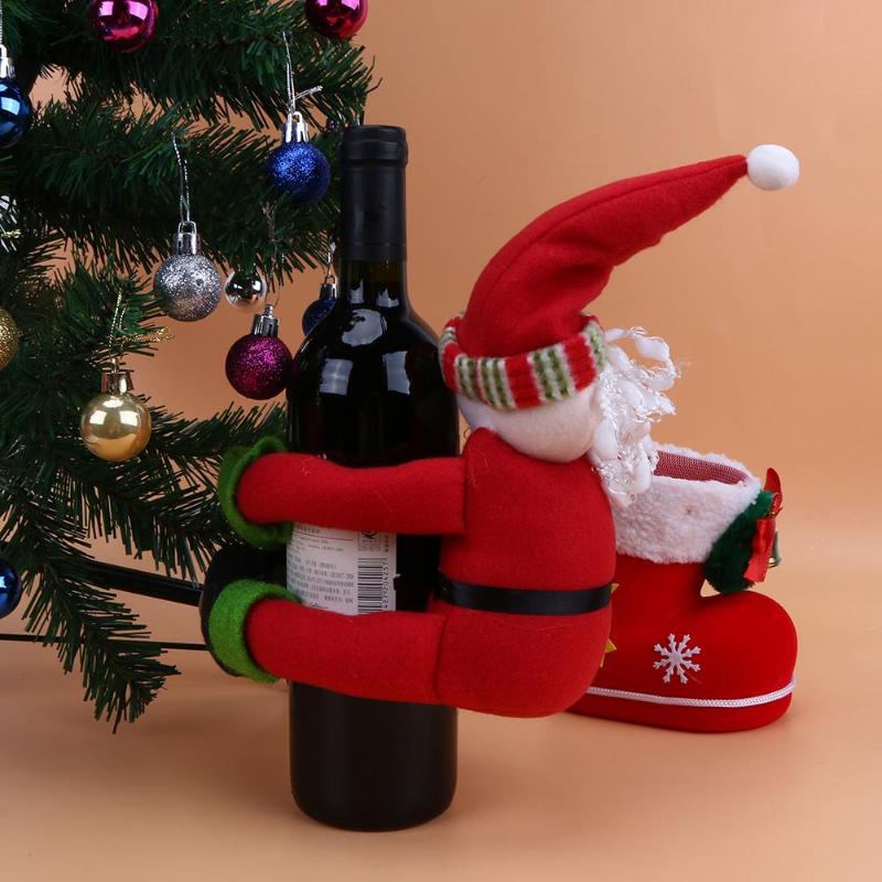 Christmas Large Wine Bottle Decor Bottle Cloth Dolls Pieces Xmas Supplies D4 - ebowsos