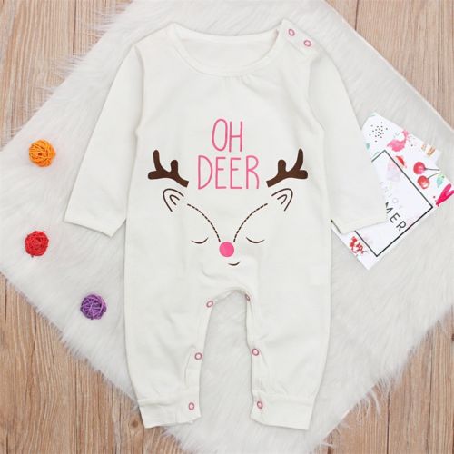 Christmas Newborn Baby Boy Girl Romper Long Sleeve Cotton Jumpsuit Xmas Outfit Clothes Set - ebowsos