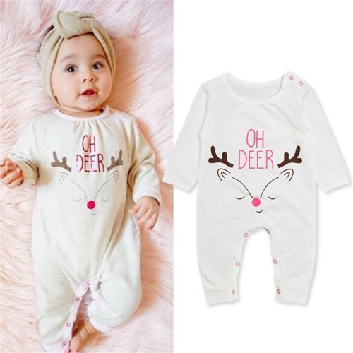 Christmas Newborn Baby Boy Girl Romper Long Sleeve Cotton Jumpsuit Xmas Outfit Clothes Set - ebowsos