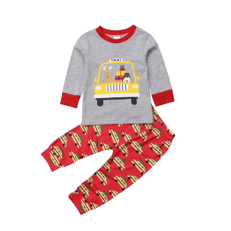 Christmas Newborn Kids Baby Boy Xmas Tops Long Pants Outfits Clothes Homewear - ebowsos