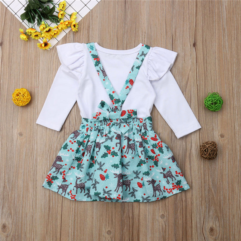 Christmas Newborn Toddler Baby Girl Romper Jumpsuit Tops Santa Clasual Overall Skirt Clothes Xmas Outfits Set Clothes - ebowsos