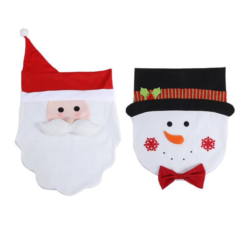 Christmas Party Hotel Restaurant Dinner Chair Cover Santa Snowman Cover - ebowsos