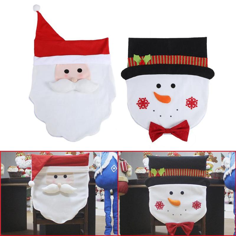 Christmas Party Hotel Restaurant Dinner Chair Cover Santa Snowman Cover - ebowsos