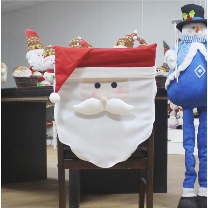 Christmas Party Hotel Restaurant Dinner Chair Cover Santa Snowman Cover - ebowsos