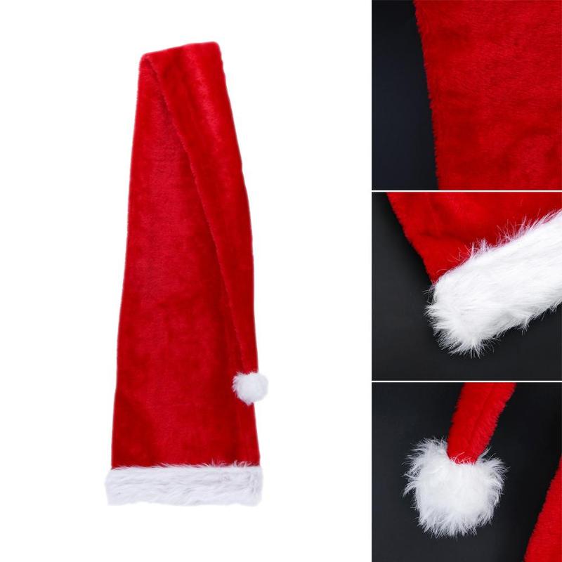 Christmas Party Santa Claus Long Hat Plush Cap Costume Adult Xmas Long Hats - ebowsos