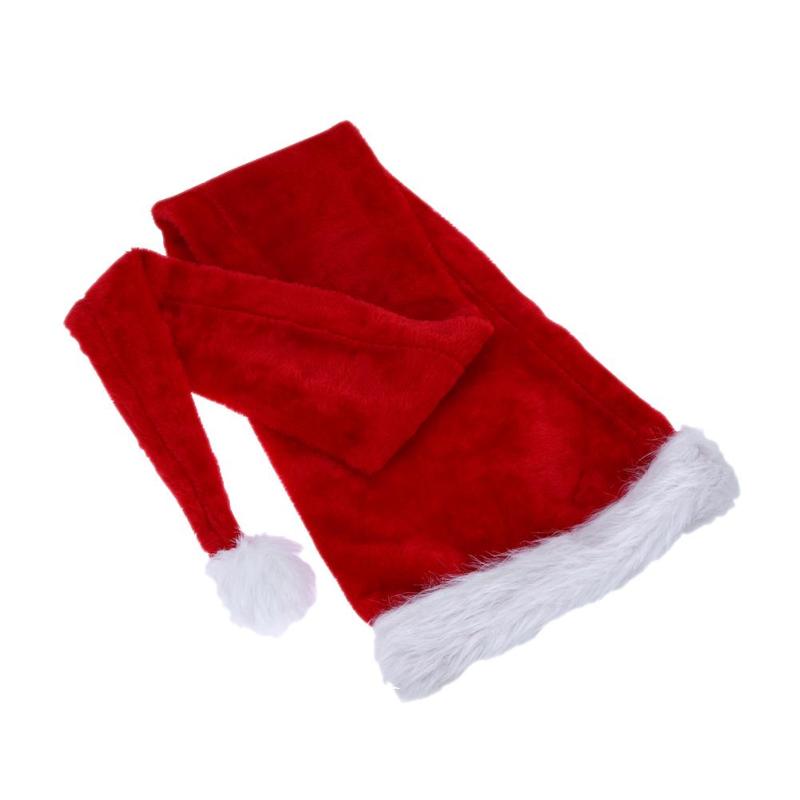 Christmas Party Santa Claus Long Hat Plush Cap Costume Adult Xmas Long Hats - ebowsos