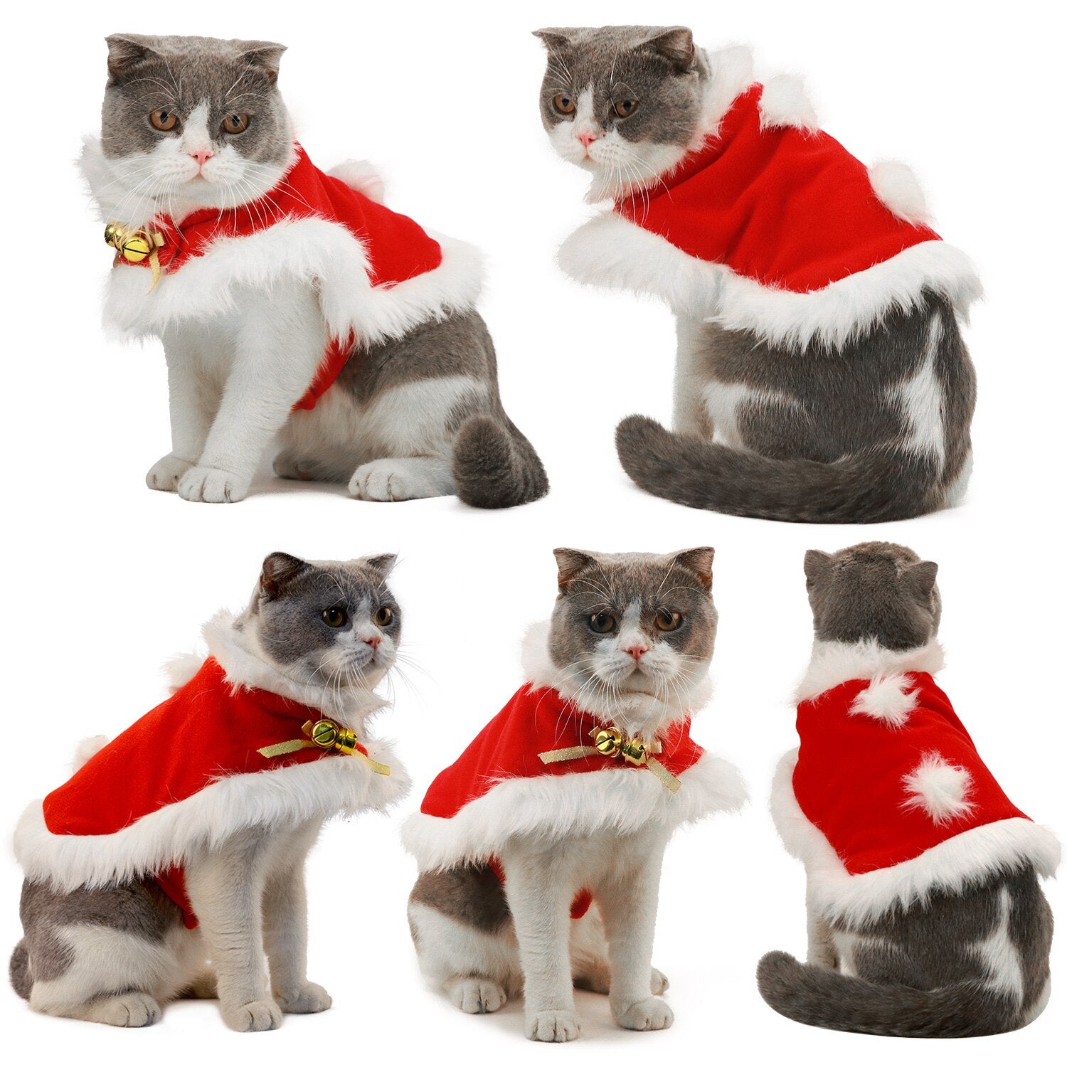 Christmas Pet Clothes Adjustable Cloaks Dogs Cat New Year Costumes Xmas Puppy Dogs Cloth With Bells Pet Clothing Supplies-ebowsos