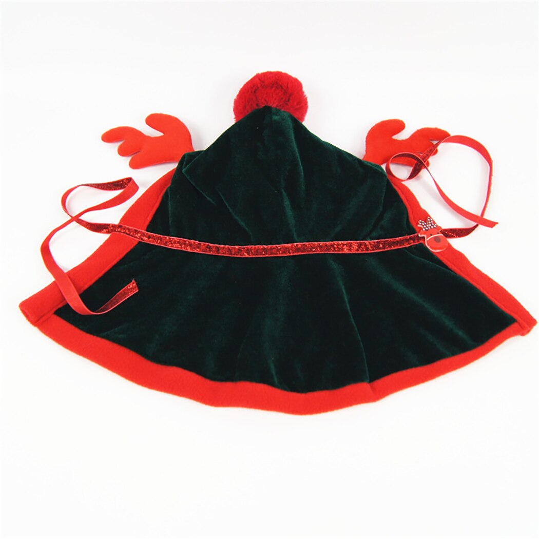 Christmas Pet Clothes Cloaks Dogs Cat Antlers Hats New Year Christmas Pet Cat Cape Hooded Warm Holiday Dog Costume-ebowsos