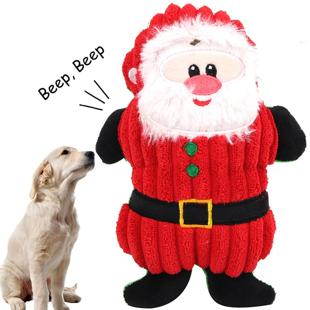 Christmas Pet Dog Toys Chew Squeaker Pet Toys Plush Santa Claus For Dogs Cute Biting Rope Sound Toys-ebowsos