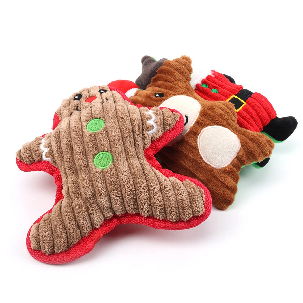 Christmas Pet Dog Toys Chew Squeaker Pet Toys Plush Santa Claus For Dogs Cute Biting Rope Sound Toys-ebowsos