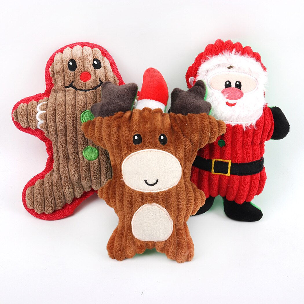 Christmas Pet Dog Toys Chew Squeaker Pet Toys Plush Santa Claus For Dogs Cute Biting Rope Sound Toys-ebowsos