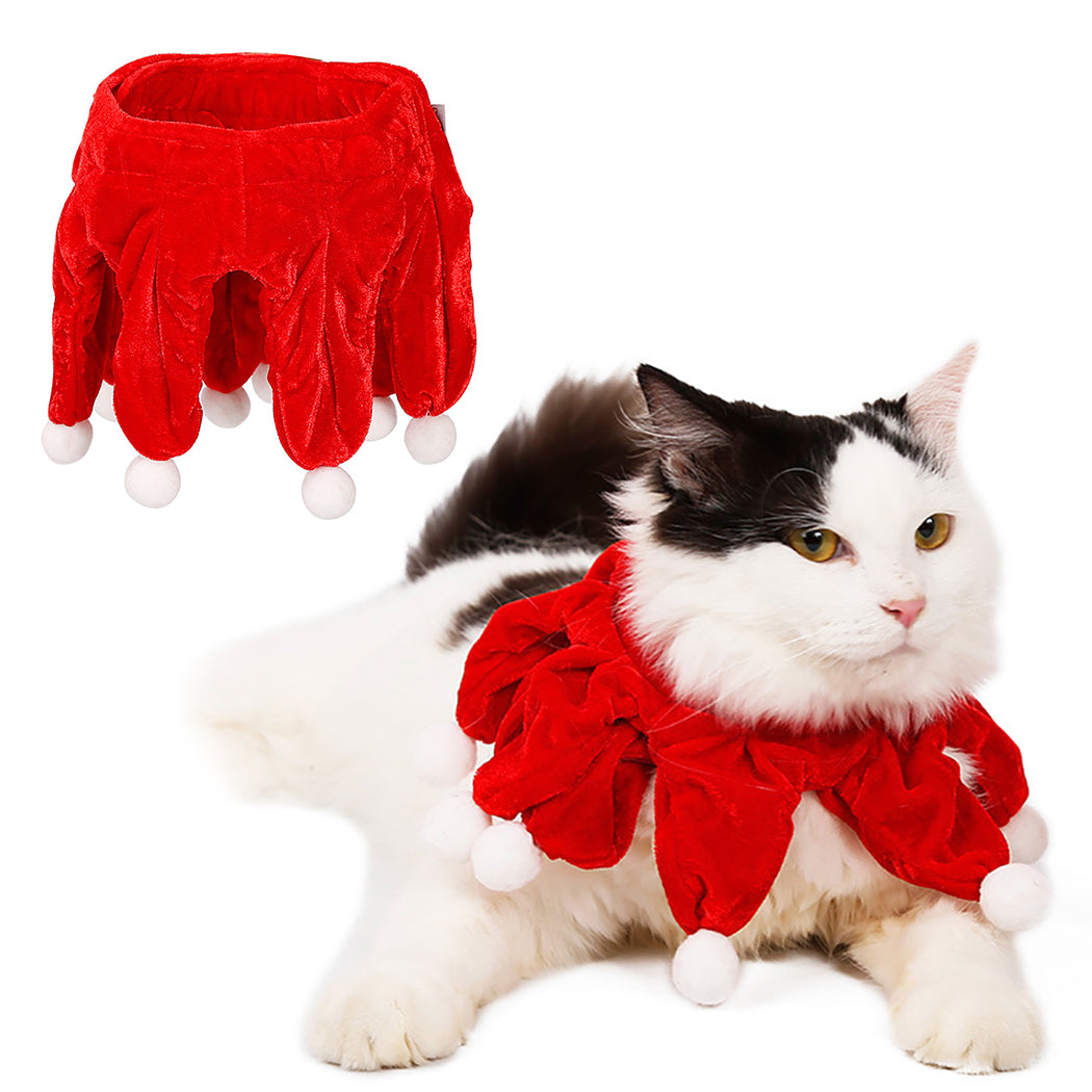 Christmas Pet Scarf Bib Soft Cute Pompom Pet Neck Warmer Cat Bandana Cat Costume Accessories Pet Supplies For Festival Party-ebowsos