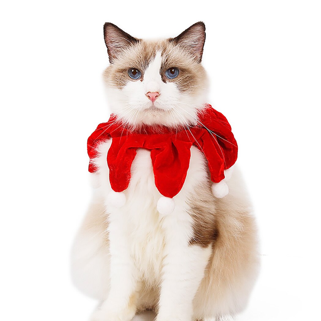 Christmas Pet Scarf Bib Soft Cute Pompom Pet Neck Warmer Cat Bandana Cat Costume Accessories Pet Supplies For Festival Party-ebowsos