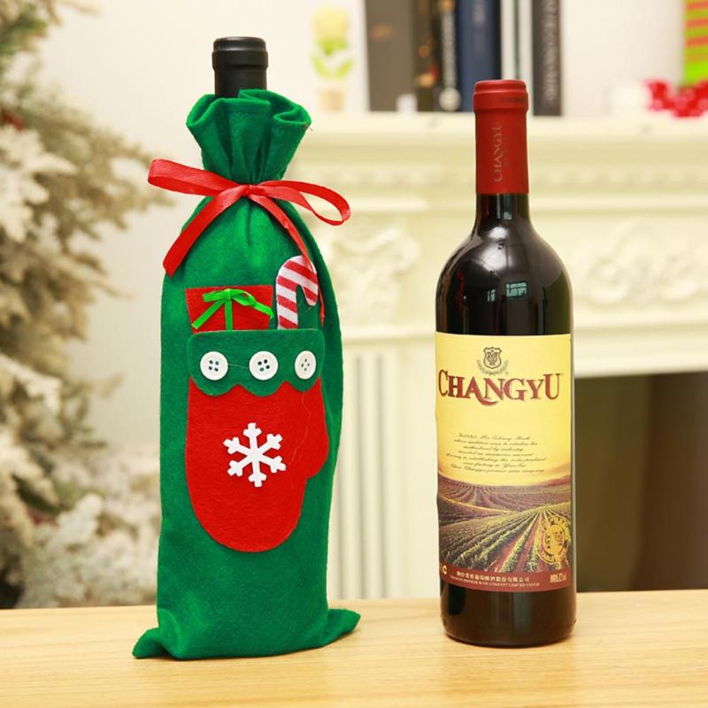 Christmas Red Wine Bottle Cover Decor Set Various Specifications Optional Creative Kitchen for New Year Dinner Home Party - ebowsos