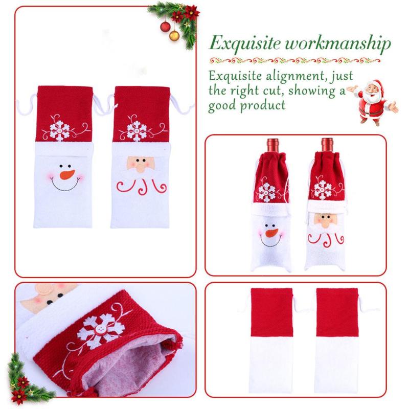 Christmas Santa Snowman Wine Bottle Cover Gift Bag Holder Christmas Decor - ebowsos