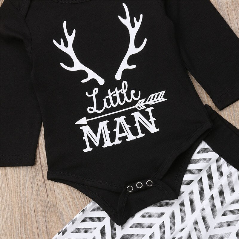 Christmas Set Newborn Baby Girl Boy Tops Cotton Long Sleeve Romper+Pants Hat Outfit 3PCS Clothes - ebowsos