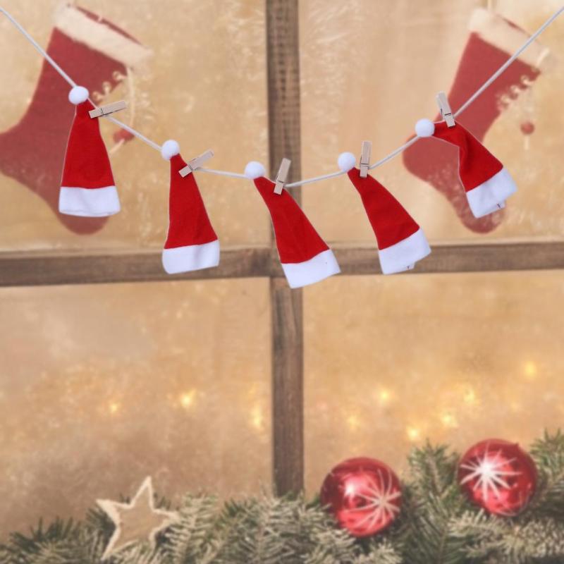 Christmas Small Hats Flag Fireplace Curtains Pennant Valance Christmas - ebowsos