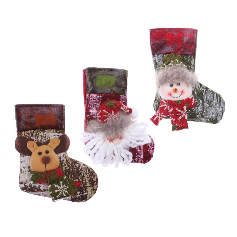 Christmas Small Sock Candy Gift Bag Tree Hanging Ornaments Festival Decor - ebowsos