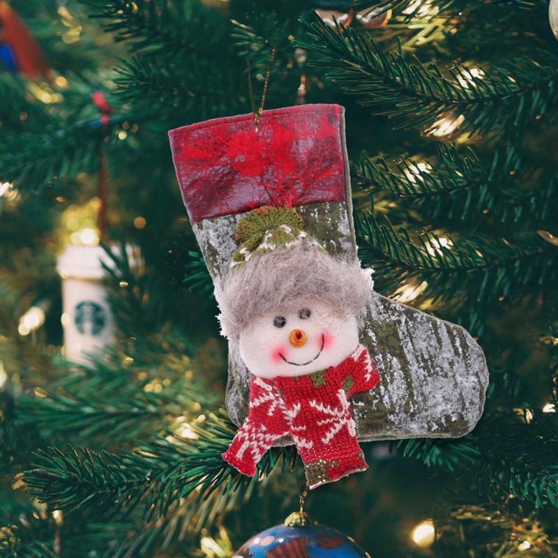 Christmas Small Sock Candy Gift Bag Tree Hanging Ornaments Festival Decor - ebowsos