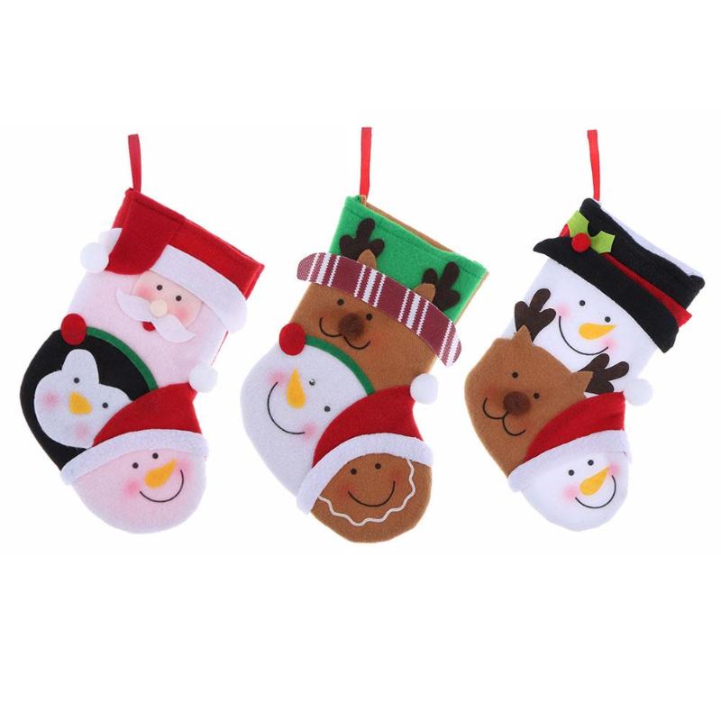 Christmas Sock Santa Claus Candy Gift Bag Tree Decoration Stocking - ebowsos