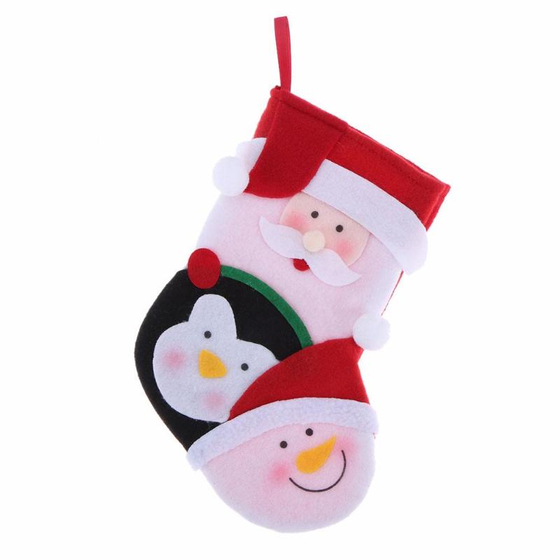 Christmas Sock Santa Claus Candy Gift Bag Tree Decoration Stocking - ebowsos