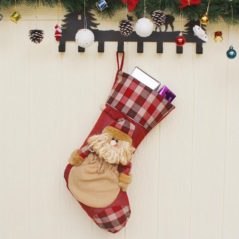 Christmas Stockings Pendant Cloth Ornaments Small Boots Pendant Christmas Pattern Print Party Home Decoration Supplies - ebowsos