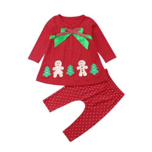 Christmas Toddler Baby Boys T-Shirt Tops Long Dots Pants Outfit 2Pcs Set Clothes - ebowsos