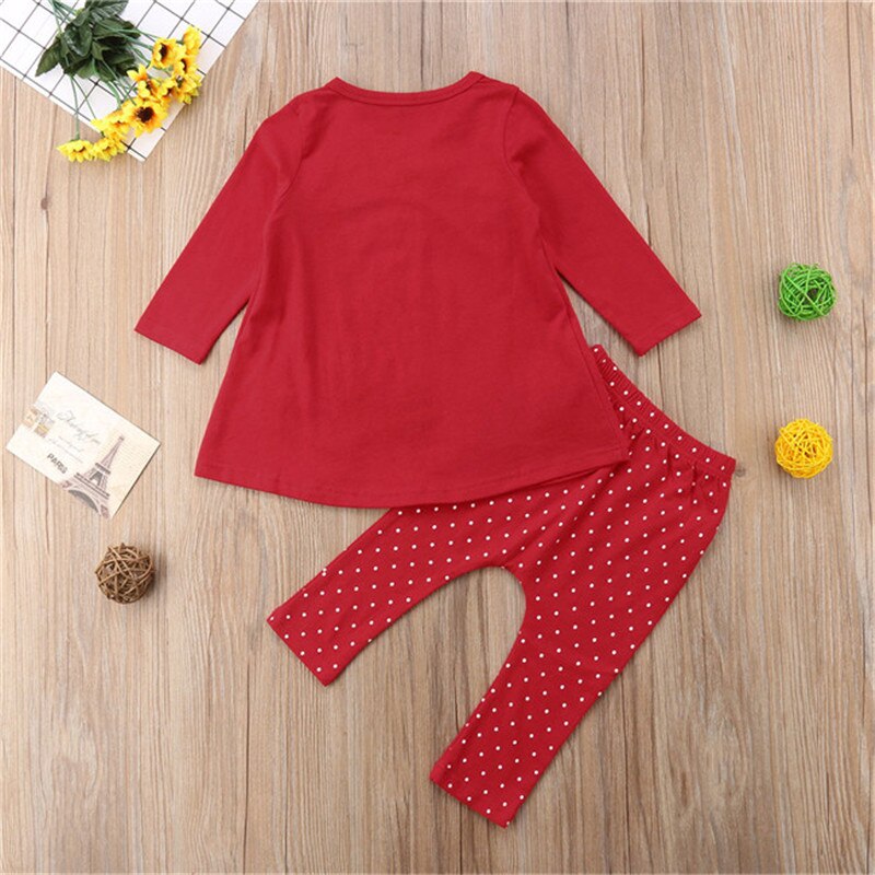 Christmas Toddler Baby Boys T-Shirt Tops Long Dots Pants Outfit 2Pcs Set Clothes - ebowsos