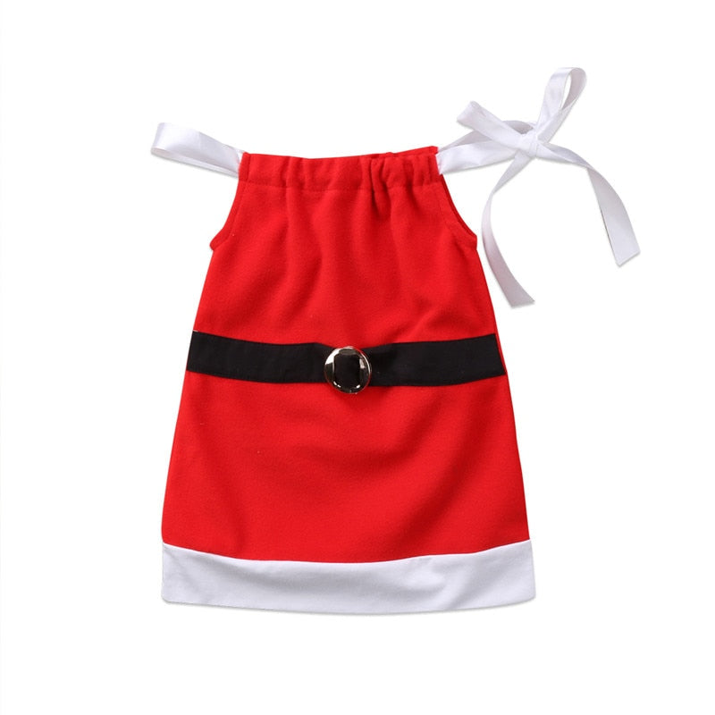 Christmas Toddler Kids Baby Girls Cute Dresses Santa Claus Sleeveless Mini Dress Clothes Costume 1-6Y - ebowsos