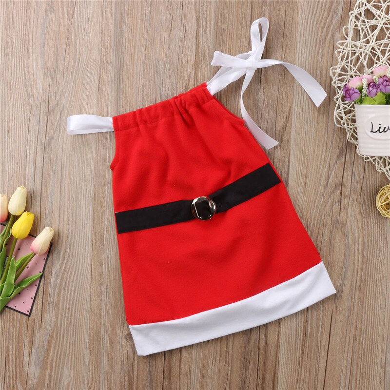 Christmas Toddler Kids Baby Girls Cute Dresses Santa Claus Sleeveless Mini Dress Clothes Costume 1-6Y - ebowsos