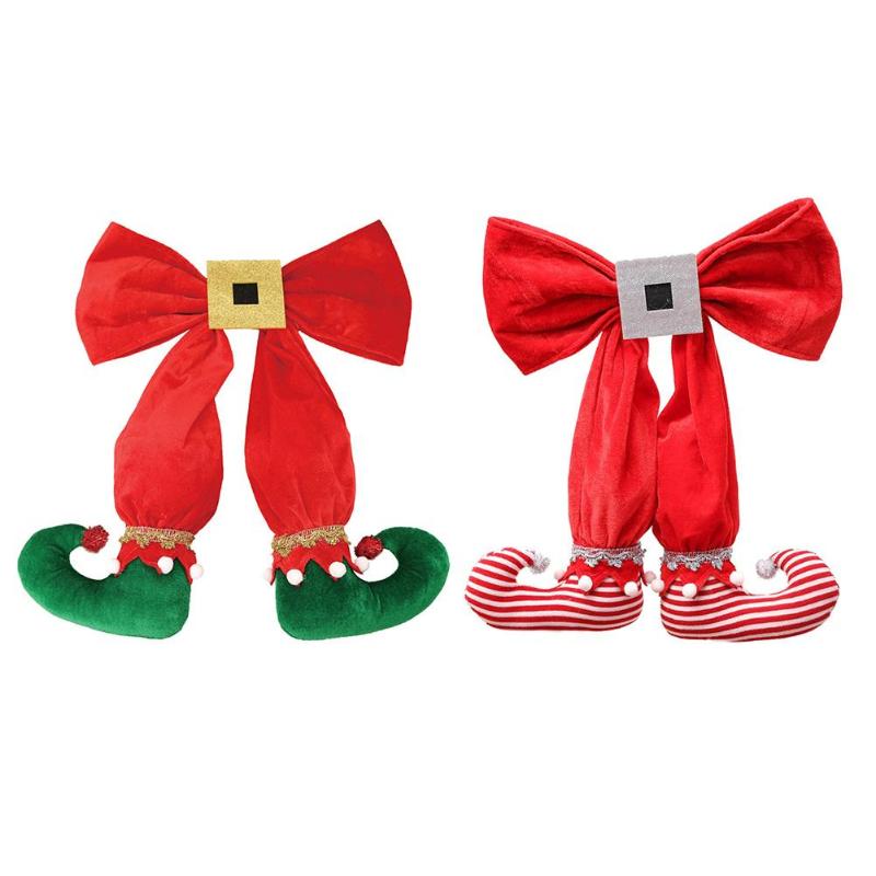 Christmas Tree Bow Elf Boots Pendant Xmas Tree Hanging Ornament Home Decor - ebowsos