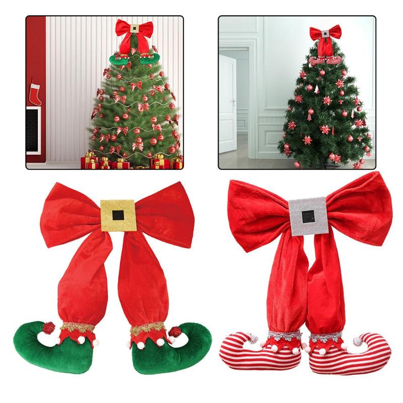 Christmas Tree Bow Elf Boots Pendant Xmas Tree Hanging Ornament Home Decor - ebowsos