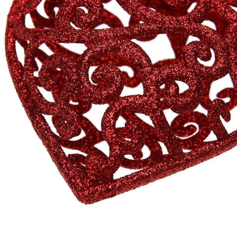 Christmas Tree Decoration Fashion Hollow Heart Shape Glitter Ornament D4 - ebowsos