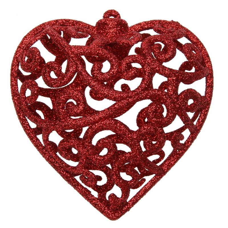 Christmas Tree Decoration Fashion Hollow Heart Shape Glitter Ornament D4 - ebowsos