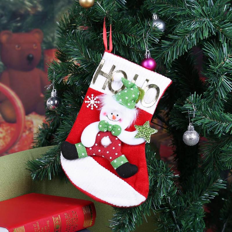 Christmas Tree Decorative Ornament Cloth Socks Stocking Candy Bag Xmas Gift - ebowsos