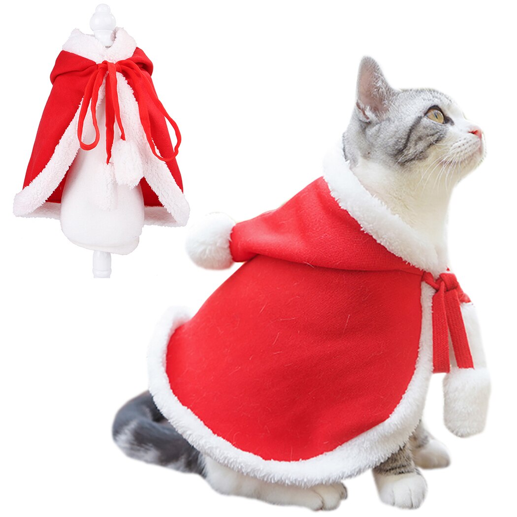 Christmas Warm Pet Cat Cape Decorative Cute Pet Cloak Cat Costume Pet Apparel For Party Creative Clothing Accessories-ebowsos