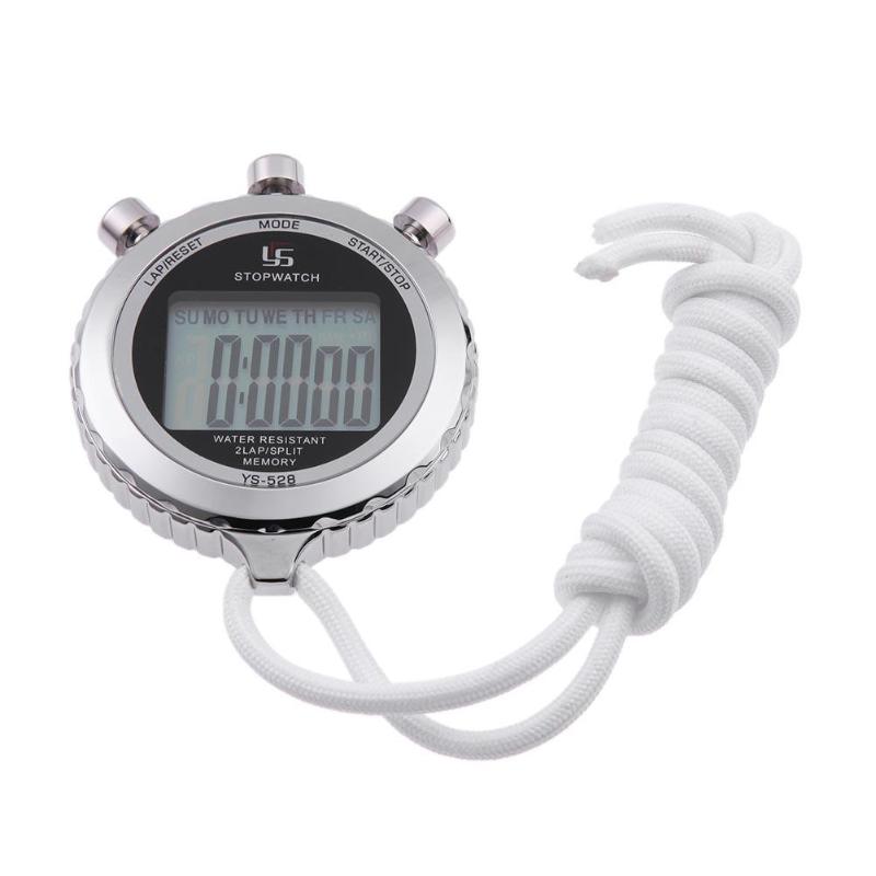 Chronograph Metal Digital Timer Stopwatch Sports Counter Waterproof Handheld LCD Antimagnetic Stopwatch-ebowsos