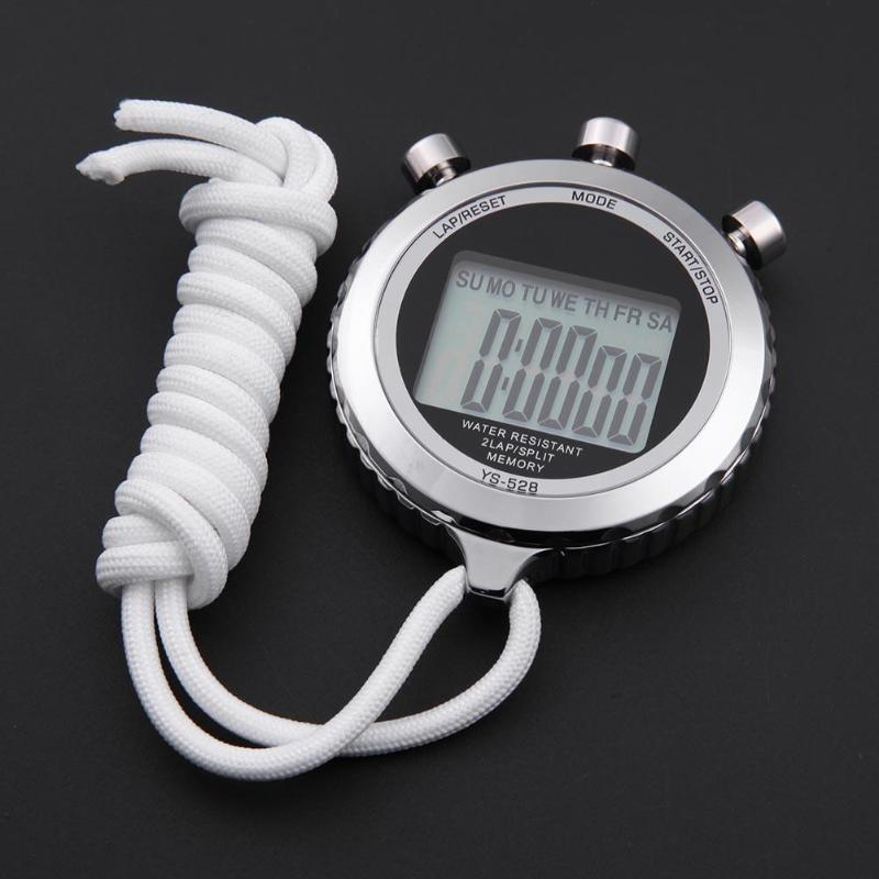 Chronograph Metal Digital Timer Stopwatch Sports Counter Waterproof Handheld LCD Antimagnetic Stopwatch-ebowsos