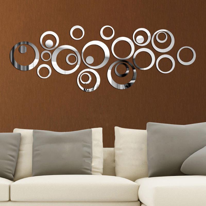 Circles Mirror Style Wall Sticker Removable Decal Vinyl Art Mural Wall Stickers Home Decoration DIY Poster Stickers Dropshipping - ebowsos