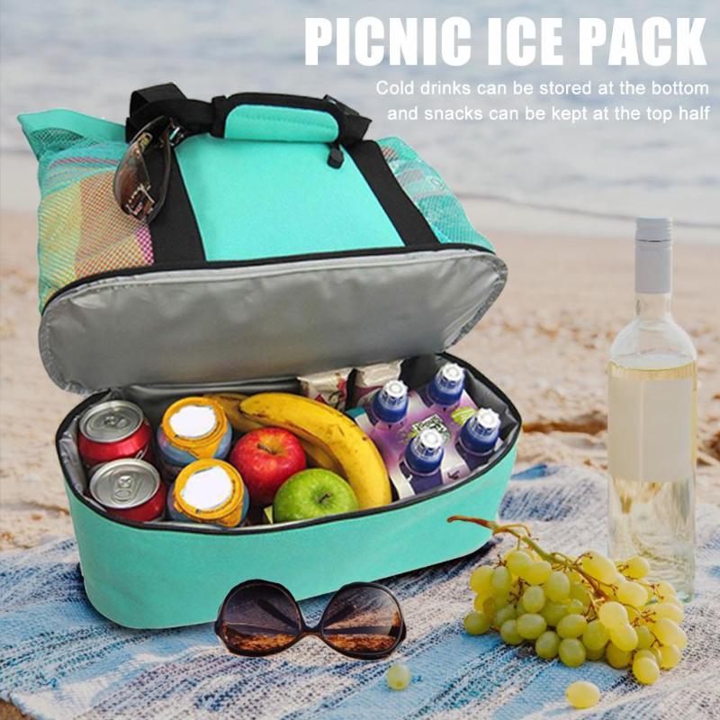 Cooler Bag Ice Pack Waterproof Big Capacity Outdoor Thickening Insulated Cooler Bag Food Picnic Mesh Pack Extra Large-ebowsos