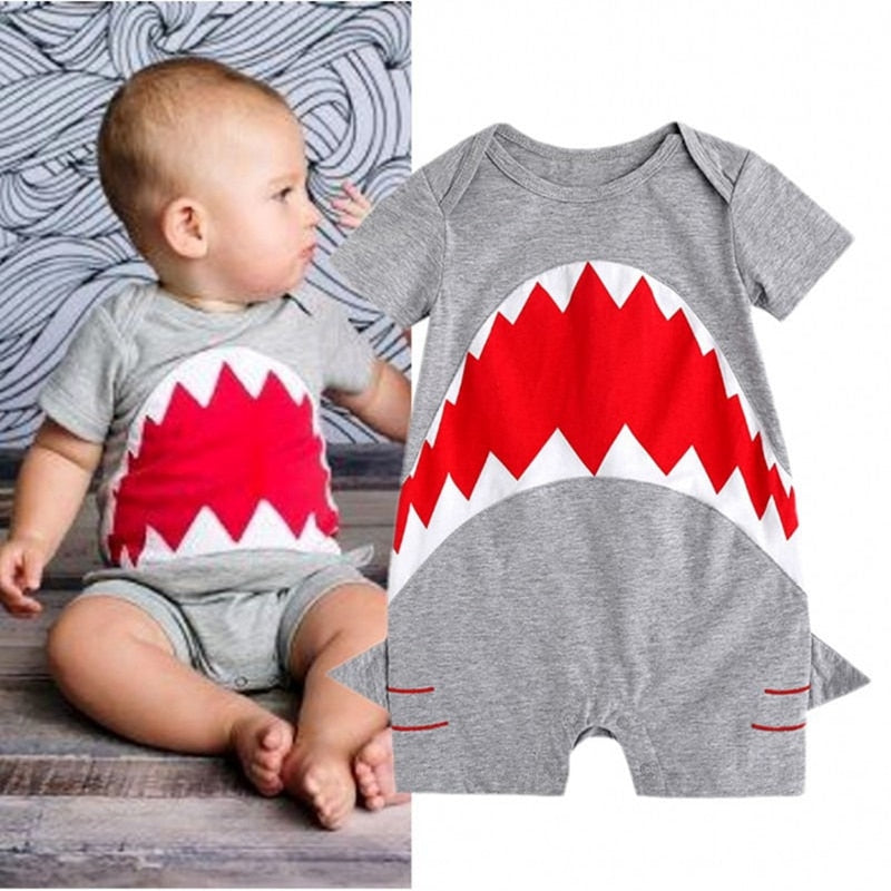 Cotton Baby Boys Shark Summer Children Clothing Romper Jumpsuit Playsuit Outfits Clothes 0-24M - ebowsos