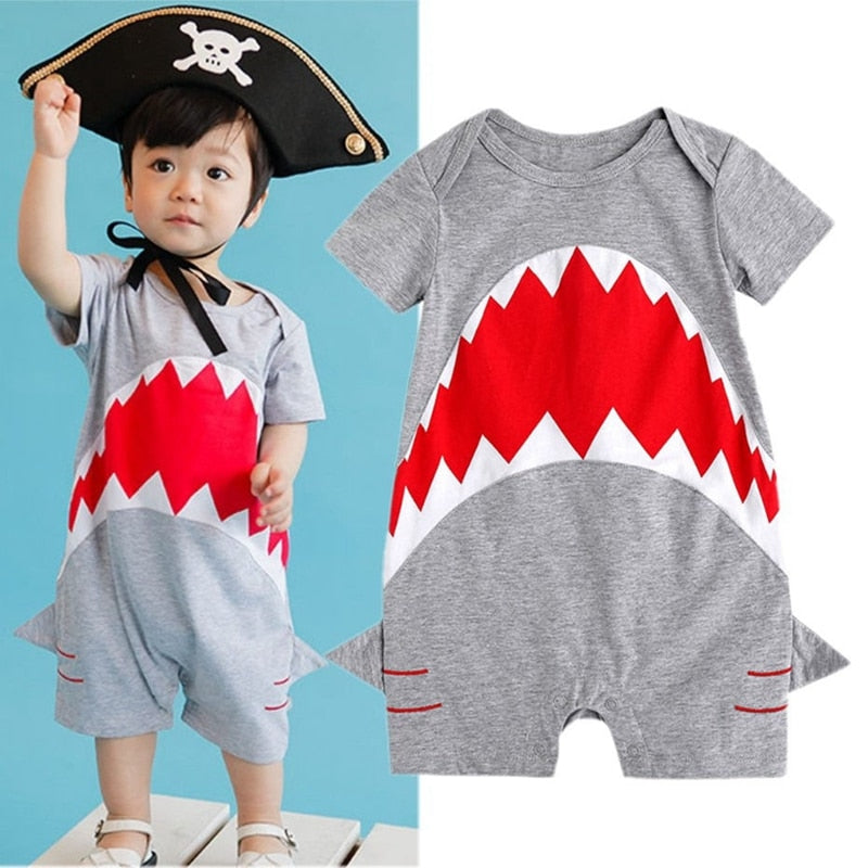 Cotton Baby Boys Shark Summer Children Clothing Romper Jumpsuit Playsuit Outfits Clothes 0-24M - ebowsos