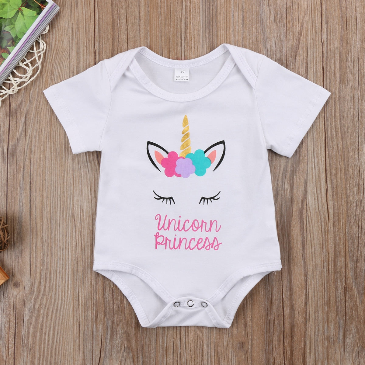 Cotton Baby Girls Unicorn Short Sleeve Bodysuit Jumpsuit Summer Outfit Clothes - ebowsos