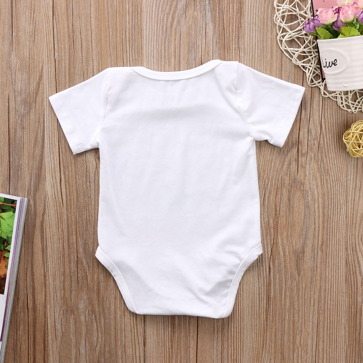 Cotton Kids Baby Boy Girl Letter Bodysuit Short Sleeve Jumpsuit Clothes Outfits 0-18M - ebowsos