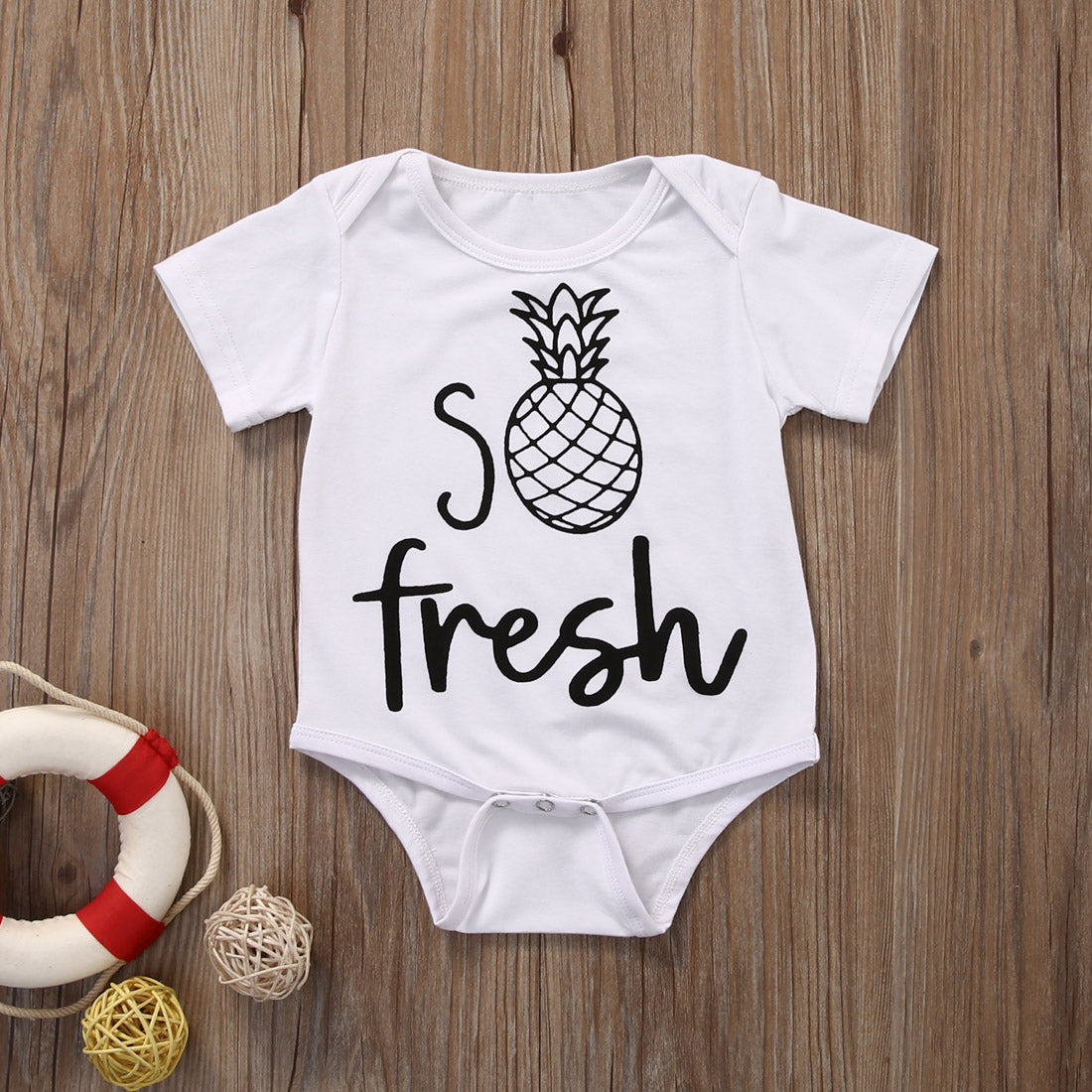 Cotton Long Sleeve Newborn Baby Boys Girls Kids Pineapples Jumpsuit Bodysuit Clothes Outfits - ebowsos