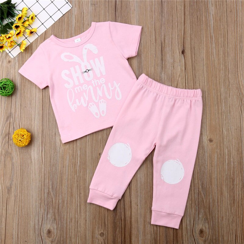 Cotton Toddler Kid Baby Boy Easter Clothes T-Shirt Tops+Long Leggings Outfit Set - ebowsos