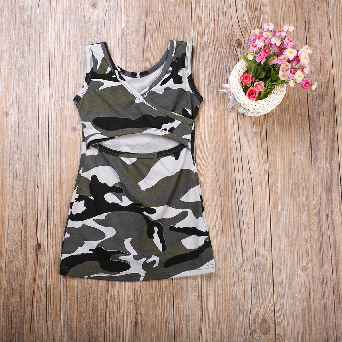 Cotton Toddler Kids Baby Girl Camouflage Backless Dress Sleeveless ummer Sundress Clothes - ebowsos